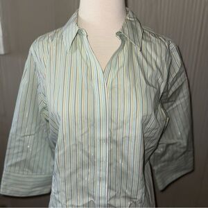 Chico’s Women's Metallic Striped Button Up Blouse Size 1 (Medium)
